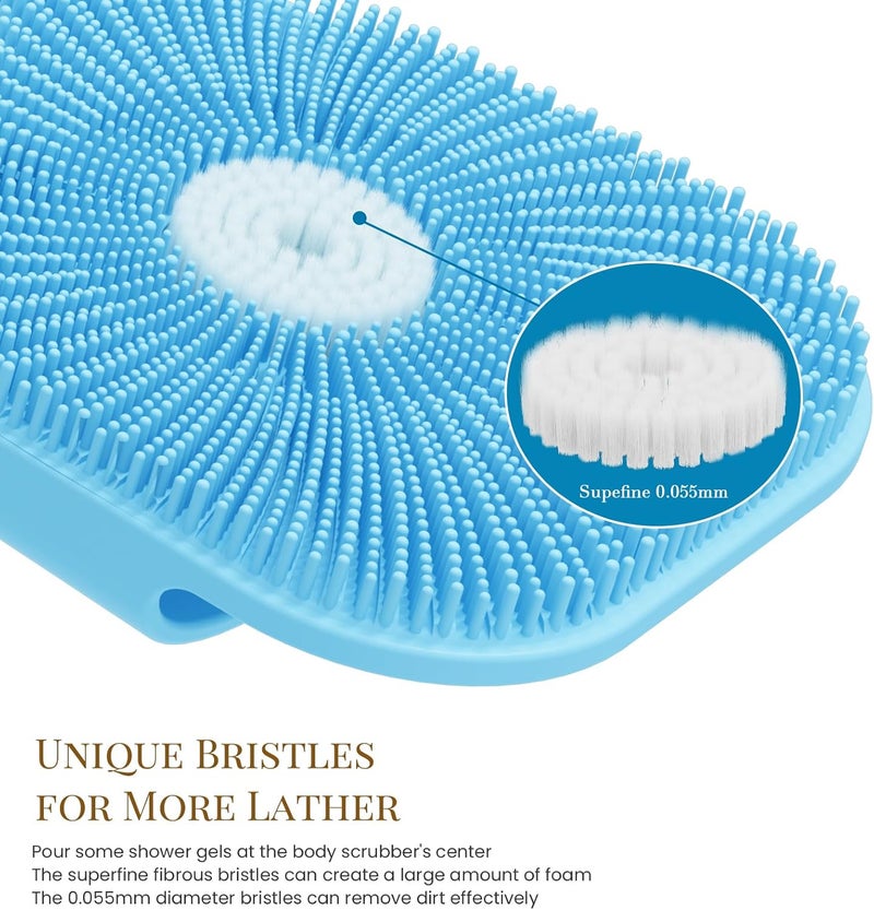 Kpyphm Zinc Infused Silicone Body Scrubber for Men, New Upgrade Deep Exfoliating Body Scrubber for Shower, Silicone Loofah Men for Sensitive Skin with Lathering Bristles and Ergonomic Non-Slip Handle (Blue) - Image 2